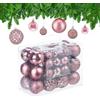 Relaxdays Palline di Natale, in Set da 50, Addobbi Natalizi, Opache, Lucide, Glitterate, ∅ 3,4 e 6 cm, Decorazioni, Rosa