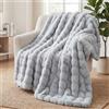SHANNA Coperta Plaid Super Morbida Pile Peluche di Coniglio Caldo e Spesso 230x250cm, 1000 g/m² Divano Coperta Fluffy di Alta Qualità, Versatile Coperta Matrimoniale per Camera da Letto Viaggi, Grigio Chiaro