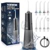 Vimmk Irrigatore orale senza fili Elettrico Pulitore Dentale Vimmk Water Flosser 5 Modalità & 8 Ugelli USB-C Ricaricabile Flosser Acqua IPX7 Impermeabile 300ML Serbatoio Acqua Pulitore Bocca Pulitore (Nero)
