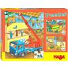 HABA 305469 - Puzzle da cantiere, collezione di puzzle con 3 motivi per bambini a partire dai 4 anni, puzzle da cantiere con 24 pezzi ciascuno per allenare la concentrazione e le abilità motorie