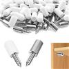 L&W Luck 60 Pezzi Supporti Per Mensole,Reggimensola Legno, Perni per Mensole Con Tappo Antiscivolo, per Mobili Armadi Libreria (Bianco)