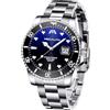 MEGALITH Orologio Elegante 40mm Acciaio Uomo Analogico Impermeabile Luminoso Data Lusso Da Polso Business Classico Regalo - Argento Blu