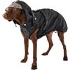 OUOBOB Cappotto impermeabile per cani con strisce riflettenti, pettorina H e cappuccio rimovibile con visiera, ideale per cani di taglia media/grande taglia [nero, taglia XL]