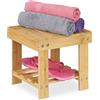 Relaxdays Sgabello Poggiapiedi in Bambù, fino a 100 kg, Appoggia Piedi Resistente Sgabellino 24,5 x 25 x 27 cm, Naturale