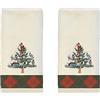 Spode Avanti Linens Spode Christmas Tree Collection, cotone, tartan rosso, 2 asciugamani per dita