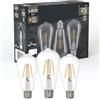 Eglo set di 3 lampade a filamento LED con attacco E27, lampadine Edison vintage trasparenti, 4 watt ciascuna, lampadina bianco caldo, 2700 K, 470 lumen, lampadina retrò ST64, Ø 6,4 cm