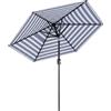 Outsunny Ombrellone da Giardino Inclinabile Φ230cm, Apertura a Manovella, Palo in Metallo e 6 Stecche, Blu e Bianco