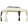Outsunny Gazebo da Giardino 4x3m con Doppio Tettuccio, Tende e Zanzariere, Struttura in Alluminio, Beige|Aosom