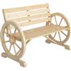 Outsunny Panchina da Giardino da 2 Posti con Braccioli a Ruota, Panchina da Esterno a Doghe in Legno di Abete, Stile Country, Panca per Terrazza Patio e Cortile, 105.5x56x79 cm, Color Legno | Aosom Italy