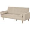 HOMCOM 2-IN-1 Divano letto imbottito 3 posti 3 levelli schienale regolabile telaio in legno con 2 cuscini cilindrici, beige | Aosom Italy