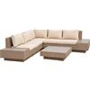 Outsunny Set da Giardino 4 Pezzi con Cuscini e Tavolini, Divano Angolare in Rattan, Marrone chiaro | Aosom Italy