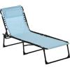 Outsunny Sdraio Pieghevole con Poggiatesta Sdraio da Giardino Esterno Reclinabile 4 Posizioni con Telaio in Acciaio 189x58x30 cm Azzurro | Aosom Italy