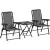 Outsunny Set Bistro 3 pezzi in acciaio resistente alle intemperie, set di mobili da giardino con tavolo bistrot pieghevole, portabicchieri, sedie da giardino, grigio scuro | Aosom Italy