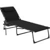 Outsunny Sdraio Pieghevole con Schienale Regolabile Poggiatesta Tasca Laterale Vassoio e Struttura in Acciaio 190x60x31 cm Nero | Aosom Italy