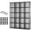 Mondeer Armadio modulare cubi componibili in plastica, Guardaroba Modulare Organizer con Appendiabiti, Portaoggetti Grigio 20 cubi
