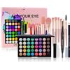 Honicemar 40 Colori Ombretti Set Tavolozza - Kit Trucco con Mascara Eyeliner Matita per Sopracciglia Pennelli per Occhi, Set di Trucchi per Look da Festa Quotidiani per Principianti e Truccatori