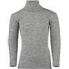 Engel Natur - Maglia intimo a collo alto per bambini, 70% lana vergine organica, 30% seta, certificato GOTS Grigio chiaro melange 4 anni