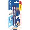 Pilot Frixion Clicker - Penna a inchiostro gel cancellabile retrattile, inchiostro blu, punta media da 0,7 mm, confezione da 2 + 6 ricariche bonus