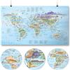 Awesome Maps Kitesurf Map by Awesome Maps - Mappa del mondo illustrata per kitesurfisti - riscrivibile - 97,5 x 56 cm
