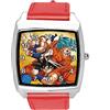 TAPORT Orologio quadrato in pelle rossa per i fan degli anime Fighters, Rosso, Cinturino