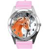 TAPORT® Orologio rotondo in pelle rosa per gli appassionati di cavalli, rosa, Cinturino