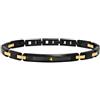 Breil, Collezione Abarth, Bracciale Uomo in Acciai, Finitura Bilux IP Black e Gold, Elemento Centrale in Fibra di Carbonio con Scorpione Dorato, Chiusura a Gioielleria, Lunghezza Regolabile 17-22 cm