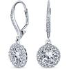Bling Jewelry 3Ct Cubic Zirconia Round Solitaire Cz Halo Dangle Drop Lever Back Orecchini Per Le Donne .925 Sterling Silver