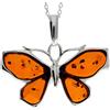 SilverAmber Jewellery Ciondolo a forma di farfalla in vera ambra baltica e argento Sterling - AD217, Pietra Argento sterling Resina, Ambra