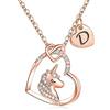 TINGN Collana Unicorno Regali per Ragazze, Collana con Ciondolo Unicorno in Oro Rosa 14K con Lettera Collana Unicorno per Bambini Iniziale D Collane Unicorno per Ragazze Gioielli Regali per Ragazze