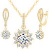 MICMIF Parure Gioielli Donna in Argento 925, Collana Ciondolo Fiore Orecchini Set, Collana e Orecchini Pendenti Zirconia a Forma di Girasole, Gioielli Festa per Mamma Moglie Fidanzata