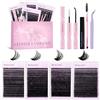 WENDY LASHES Kit Extension Ciglia 8 in 1: Ciglia Finte a Ciuffetti 50D 60D 80D 100D, Lunghezza 10-18mm, con Colla, Rimuovi Colla e Pinzetta, Spazzola - Set Completo per Volume Professionale