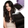 Fshine Genius PU Extension Capelli Veri Biadesivo Umani Extension Biadesive Capelli Veri Castano Scuro 45 cm 50 g 1 pc Nastro Adesivo Invisibile Lisci Matrimonio Naturali Colore 2