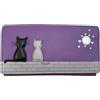Mala Leather Midnight Cats' 3536 - Portamonete con gatto nero e grigio, Viola, Taglia unica, Contemporaneo