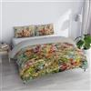 Italian Bed Linen Parure Copripiumino Matrimoniale "Sogni d'Autore" 100% cotone, Made in Italy, 250×200 cm con Doppia Patella 50 cm + 2 Federe 50×80 cm con Patella Interna, Stampa Digitale - SD20