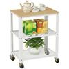 Relaxdays Carrello Relaxdays, 3 Ripiani, Effetto Legno, Cucina, casa e Ufficio, HLP: 77,5x60x40 cm, Acciaio, Marrone Chiaro-Bianco