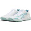 PUMA Accelerate Turbo 4 W+ Game ON, Scarpe da Corte da Interno, Bianco-Baltic Sea Blu-Acqua Dolce, Taglia 40, Puma Acqua Dolce Blu Mar Baltico Bianco, 43 EU