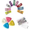 Rainway 63 pezzi di accessori per cucito, 9 spilli da cucito + 50 spilli con testa in vetro + 4 gessetti per sarti, spilli multicolori con testa in vetro per artigianato, cucito e accessori per cucito