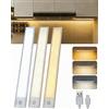 Aigostar Luce Armadio con Sensore di Movimento - Luce LED Cucina 30.4cm， LED Sottopensile 3 Pezzi， 2200mAh， Ricaricabile USB-C， Luminosità/Colore Regolabile