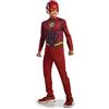 Rubie's RUBIES - DC ufficiale - THE FLASH - Costume per bambini entry-level Flash Justice League, taglia 7-8 anni. Costume ufficiale con tuta e maschera in PVC