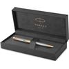 Parker Sonnet penna a sfera | acciaio inossidabile con finiture in oro | pennino medio | Materiale scolastico | Confezione regalo