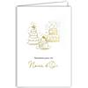 Afie 63-2003 - Biglietto di auguri per 50 anni di matrimonio, congratulazioni, noci d'oro, torta dorata lucida su carta opaca, per scrittura interna, con busta bianca, formato 12 x 17,5 cm, made in France