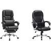 Songmics Poltrona Girevole con Poggiagambe Sedia Direzionale Ergonomica, Massima 150 kg & Sedia da Ufficio Ergonomica, Poltrona Direzionale, Girevole e Altezza Regolabile, Nero