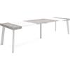 Skraut Home | Consolle allungabile | Tavolo consolle allungabile | 300 | Per 14 persone | Gambe in legno | Stile moderno | Bianco e cemento