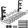 Set Di 2 Portacavi Da Scrivania A 5 Canali – Organizer In Silicone Con Adesivo 3M – Grigio - 3