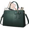 RAINSMORE Borsa Università Donna Impermeabile Borsa Lavoro Donna Grande PU Pelle Borse Porta PC 15.6 Pollici Shopper Tote Bag per Ufficio NeroBianco