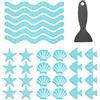RETON 48 adesivi antiscivolo per vasca da bagno, doccia di sicurezza con stampi a 4 oceani, strisce ondulate antiscivolo, con raschietto per bagno, vasche da doccia, pavimento Poo