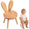 LUPATDY Sedie Legno per Bambini Sgabello in Legno Massello, Sedia In Legno Massiccio con Orecchie di Coniglio Carine, Sedia Legno Antiscivolo e Robusto per Mangiare, Leggere e Giocare