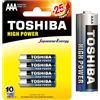 Toshiba 40700101 - Set di 4 batterie alcaline LR03 1,5 V, ultra lunga durata, 10 anni di conservazione, ideali per telecomandi, giocattoli, dispositivi elettronici, 40700101
