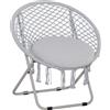 Outsunny Poltrona sospesa rotonda da giardino poltrona a luna papasan pieghevole grande comfort macramé cotone poliestere grigio