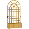 Outsunny Fioriera con traliccio, vaso da fiori, con fori di drenaggio, in legno massiccio, 90 x 30 x 180 cm, effetto legno naturale | Aosom Italy